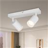 Kambo Bianco Faretti da Soffitto con 2 Luci - Lampada Faretti LED Soffitto Orientabili - Faretto Soffitto GU10 - Moderna Lampadario Soffitto - Faretti da Parete Interno - Max.7w Senza Lampadina