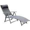 Outsunny Sdraio da Giardino Pieghevole con Cuscino, Schienale con 7 Reclinazioni, 137x63.5x100.5cm, Grigio