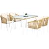 Outsunny Set da Giardino Rattan pe 4 Sedie Impilabili e Tavolo in Vetro Giallo - Outsunny