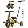 besrey Triciclo per Bambini 7-in-1 con Maniglia di Spinta per il Genitore a 5 Altezza per 1-5 Anni, Triciclo per Bambini Pieghevole, Bici per Bambini con Frizione a Ruota, Ruote Più Grandi, giallo