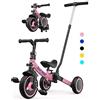 besrey Triciclo per Bambini 7-in-1 con Maniglia di Spinta per il Genitore a 5 Altezza per 1-5 Anni, Triciclo per Bambini Pieghevole, Bici per Bambini con Frizione a Ruota, Ruote Più Grandi, rosa