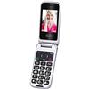 Trevi FLEX PLUS 100 Telefono Cellulare per Anziani a Conchiglia con Doppio Display, Tasti Grandi, Connessione 3G, Funzione SOS, Bluetooth, Fotocamera, Torcia LED, Base di Ricarica