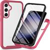 XINNI Cover per Samsung Galaxy A55 5G, Protezione Schermo Integrata 360 Gradi Antiurto Custodia, Rugged Doppia Faccia Bumper Trasparente Full Guscio Fronte Retro Case, Rosa