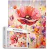 Tucocoo Puzzle di papavero rosso, 1000 pezzi, puzzle per adulti, bellissimi fiori in fiore, puzzle per impegnativi giochi di attività familiari, puzzle fai da te, decorazione da parete per casa