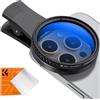 K&F CONCEPT 52mm Clip-on Filtro Polarizzatore Circolare per Cellulari Telecamera, Telefono Filtro CPL Compatibilie con iPhone 16 15 Pro Max 14 13 12 11