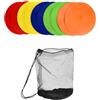 QWORK® Set da 10 Coni Allenamento Piatti da 23cm, Dischi Segnacampo Flessibili con Borsa Rete per Allenamento - 5 Colori