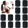 LHKJ Fascia per il Polso,12 Pezzi Polsini di Sport Assorbisudore Banda da Polso Cotone Polsino per Uomini e Donne per Il Tennis, Pallacanestro, Correre, Palestra (Nero)