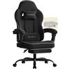 WOLTU Sedia Gaming, Ampia Sedia da Ufficio Ergonomica Imbottita con Cuscino a Molla, Alta Capacità di Carico, Poltrona per Computer con Schienale Alto e Poggiapiedi, Tessuto Tecnologico, Nero, GS10sz