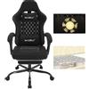 WOLTU Sedia Gaming con Massaggio, Sedia da Ufficio Ergonomica Girevole Ampia Imbottita per Computer con Cuscino Lombare Massaggiante, Carico 150 Kg, Tessuto a rete, Nero+Bianco, GS08sz