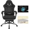 WOLTU Sedia Gaming con Massaggio, Sedia da Ufficio Ergonomica Girevole Ampia Imbottita per Computer con Cuscino Lombare Massaggiante, Carico 150 Kg, Tessuto Tecnologico, Nero+Bianco, GS07sz
