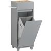 SoBuy Mobile porta biancheria per bagno Portabiancheria con 4 piccoli vani aperti e 1 cesto biancheria sporca L35*P30*A90cm Grigio BZR159-DG