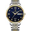 RORIOS Orologio Uomo Analogico al Quarzo Luminoso Con Calendario e Cinturino in Acciaio Inox - Diamanti Da Polso Oro Blu
