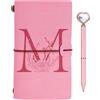 Toozen Regalo Diario in Pelle Iniziale, Diario di Viaggio Rosa, Taccuino in Pelle Rifillabile con Penna Diamante Cuore, Idee Regalo Compleanno, Ringraziamento, Natale per Donne Ragazze Amica Scrittori M