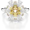 Swarovski Anello cocktail Idyllia, Taglio misto, Fiore, Giallo, Placcato rodio