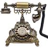 biniliubi Telefono Scrivania Antica Retro Nostalgia Fissa Casa Oro Vintage Modello forgiato Ornamento Arte Telefono Decorazione Resina Imitazione Rame Stile Rotary Quadrante Rotativo Soggiorno DeCor