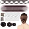 UILYNIU 183 Pezzi Realizzare Chignon Set, 3 pezzi Chignon a Ciambella, 60 Pezzi Retine per Capelli Invisibili e 100 Forcine Capelli, 20 Elastici per Capelli per Bambine e Donne (Marrone)