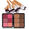 EnMart Tavolozza Correttore di 6 Colori, 6 Colori Blush, con 11 Pennelli Trucco, Lunga Durata, A Prova di Sbavature, Aspetto Naturale, Contorno e Evidenziazione Trucco Cosmetici Viso