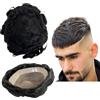 Mprosthesis Toupee per Uomini con Base Mono e NPU - Sistema di Sostituzione Capelli Umani - Parrucca Ricci per Uomo Freestyle