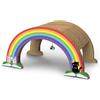 Record - Tiragraffi per Gatti Arcobaleno - Struttura in Cartone con Catnip - Forma a Ponte con Decoro Arcobaleno sul Lato - Dimensioni: 50 x 25 x 28h cm - Colore Avana