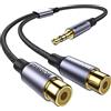 MOSWAG Cavo da 3,5mm a RCA 1 Confezione,2 Jack per Cuffie RCA Femmina a Cavo Adattatore Audio stereo RCA Compatibile con Smartphone,MP3,Tablet,Altoparlanti,Home theater, HDTV e Altro