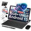 TECLAST P30T Android-15-Tablet 10.1 Pollici, 12GB RAM+128GB ROM(TF 4TB), 2GHz T606 Octa-Core, Widevine L1/GPS/BT5/6000mAh/Tablet con Tastiera+Custodia+Penna+3.5mm Auricolari, 10 Accessori-2025 Newest
