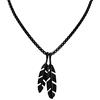Akitsune Collana Levitas con Pendente - 90 cm | Collana Donna Uomo Acciaio Inox Piuma Ala alla Moda - Nero Opaco