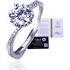HALUKAKAH Anello in Argento Sterling per Donna con Pietra di Moissanite da 1 Carato e Certificato,Gioiello Elegante per Fidanzamenti,Celebrazioni,Compleanni - Battito Cardiaco del Fiocco di Neve
