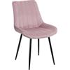 Baroni Home Sedia da Pranzo Moderna con Rivestimento in Velluto e Gambe in Acciaio Nero, Poltrona da Soggiorno, Camera da Letto, Sala da Pranzo, Rosa Cipria, 53x86x44 cm