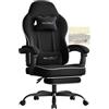 WOLTU Sedia Gaming, Ampia Sedia da Ufficio Ergonomica Imbottita con Cuscino a Molla, Alta Capacità di Carico, Poltrona per Computer con Schienale Alto e Poggiapiedi, Tessuto a rete, Nero, GS11sz