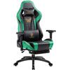 Dowinx Sedia da gioco con schienale alto, per computer con poggiapiedi, traspirante, trapuntata, in pelle PU, con braccioli 4D, ergonomica, con massaggio (verde)
