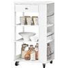 SoBuy Mobiletto cucina salvaspazio Carrello cucina con cassetti Credenza soggiorno moderno con ruote Mobile dispensa L50*P37*A86 cm FKW12-II-W