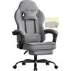 WOLTU Sedia Gaming, Ampia Sedia da Ufficio Ergonomica Imbottita con Cuscino a Molla, Alta Capacità di Carico, Poltrona per Computer con Schienale Alto e Poggiapiedi, Tessuto a rete, Grigio, GS11gr