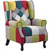 Brigros WeHome - Poltrona Relax Reclinabile Con Seduta Ergonomica In Tessuto, Poltrona Letto, Schienale Regolabile, Poltrona Reclinabile Per Arredo Salotto, Soggiorno e Ufficio (Patchwork, Patchwork)