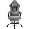 WOLTU Sedia Gaming con Massaggio, Sedia da Ufficio Ergonomica Girevole Ampia Imbottita per Computer con Cuscino Lombare Massaggiante, Carico 150 Kg, Tessuto a rete, Grigio+Giallo, GS08gr