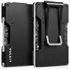 VULKIT Porta Carte di Credito Uomo Slim Portafoglio Uomo con Fermasoldi Piccolo Metallo Porta Schede Carte di Credito Donna Schermato RFID, Nero