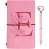 Toozen Regalo Diario in Pelle Iniziale, Diario di Viaggio Rosa, Taccuino in Pelle Rifillabile con Penna Diamante Cuore, Idee Regalo Compleanno, Ringraziamento, Natale per Donne Ragazze Amica Scrittori E