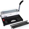 Makeasy Rilegatrice Metallica a 21 Fori, Rilegatrice Professionale Fino a 450 Fogli con 100 Pezzi 3/8 PVC Rilegatura a Pettine per Uso Domestico Ufficio Liberi Professionisti