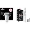Braun Silk-épil 7 Depilatore Donna, Epilatore Elettrico Donna + Braun Mini Rifinitore Di Precisione FG1106 Per Sopracciglia e Linea Bikini