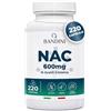 Bandini® NAC N-Acetil-Cisteina 220 Capsule 600mg (+7 Mesi),Precursore del Glutatione, Acetilcisteina 600mg, 1 Capsula al Giorno, Alto Dosaggio di N-Acetilcisteina Aumentata, Integratore 100% Vegano