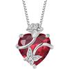 FJ Collana Farfalla in Argento Sterling 925 Ciondolo Rubino Collana Luglio Pietra Portafortuna con Fiore di Rosa con Gioielli per Donna Lei Amiche Moglie Mamma
