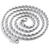DVRK Collana Uomo Argento 3 mm con Base in Acciaio Inossidabile 316L Resistente all'acqua e al sudore - Catenina Acciaio Uomo 55 cm - Rope Chain, Idea Regalo Elegante (Cordino Argento 55 cm)