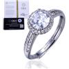 HALUKAKAH Anello in Argento Sterling per Donna con Pietra di Moissanite da 1 Carato e Certificato,Gioiello Elegante per Fidanzamenti,Celebrazioni,Compleanni,Regolabile - Giardino Segreto dell'Angelo