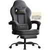 WOLTU Sedia Gaming, Ampia Sedia da Ufficio Computer Ergonomica Imbottita con Cuscino a Molla, Schienale Alto e Poggiapiedi, Alta Capacità di Carico, Tessuto Tecnologico, Grigio, GS10gr