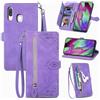 JayModCase Custodia per Samsung Galaxy A40, con chiusura lampo Funzione Stand scomparti [Magnetica] [Antiurto] Pelle portafoglio Cover per Samsung A40 - Viola