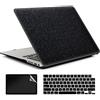 AMCJJ Compatibile con MacBook Air 13.6 pollici Caso 2024 2023 2022 M3 A3113 M2 A2681, Plastica Hard Shell Caso & Cover Tastiera & Protezione dello Schermo - Glitter Black