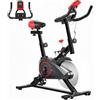 HOMCOM Cyclette da Casa con Resistenza Regolabile, Cyclette Professionale da Camera con Sella e Manubrio Regolabile, Monitor LCD, Sensore Battito Cardiaco Porta Celullare e Volano 6kg, Max.100kg