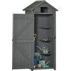 Outsunny Capanno da Giardino in Legno, Casetta Porta Attrezzi Impermeabile con 3 Mensole Rimovibili, 77x54.2x179cm, Grigio