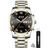 BOSCK Orologio Uomo,42mm con Numeri Grandi di Facile Lettura in Acciaio Inox orologi da Polso Uomo, Luminoso Data Lusso Analogici 30 M Impermeabile Orologio da Polso da Uomo Business Classico Regalo