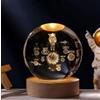 Shop-UP! Lampada Astronauta e Sistema solare 3D sfera di cristallo grande, con base e luce a led USB, confezione regalo inclusa, lampada notturna