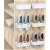 Yocice SM03-White-6, Scarpiera da parete con strisce adesive da appendere, organizzatore per scarpe in plastica, da porta, colore bianco, confezione da 6